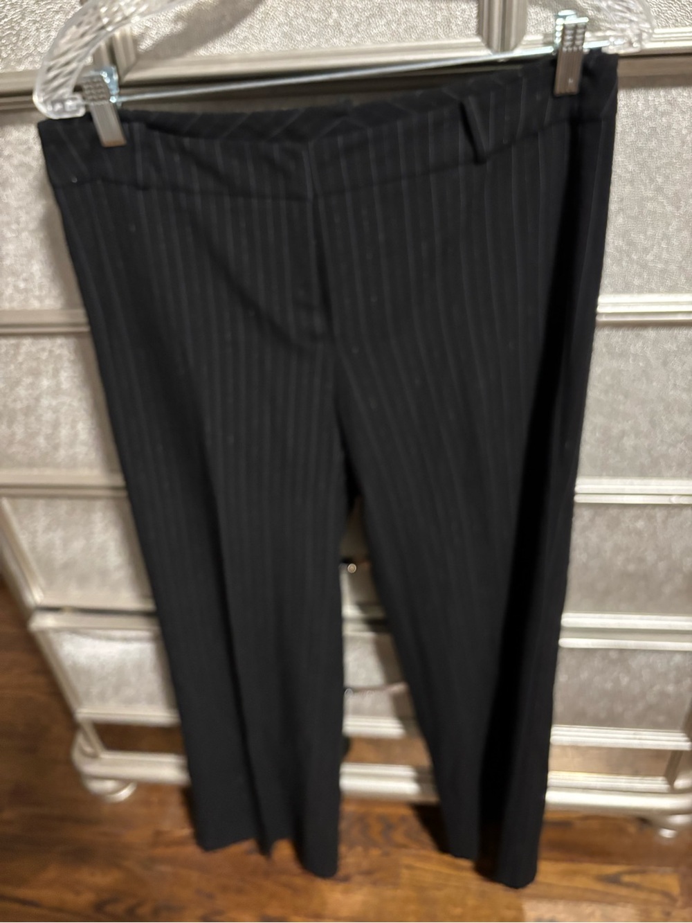 New York & Company Black Pinstripe Straight Leg Pants